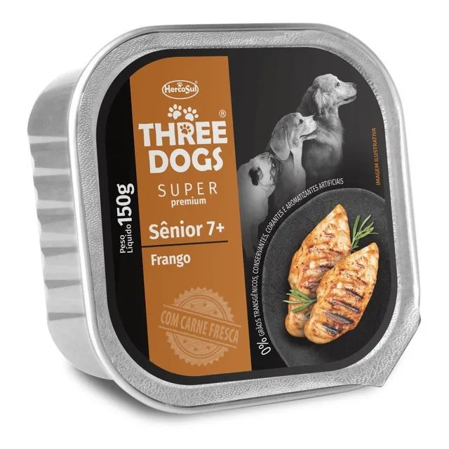 Pate Perro Three Dogs Senior Pollo 150 Grs (caja X12)