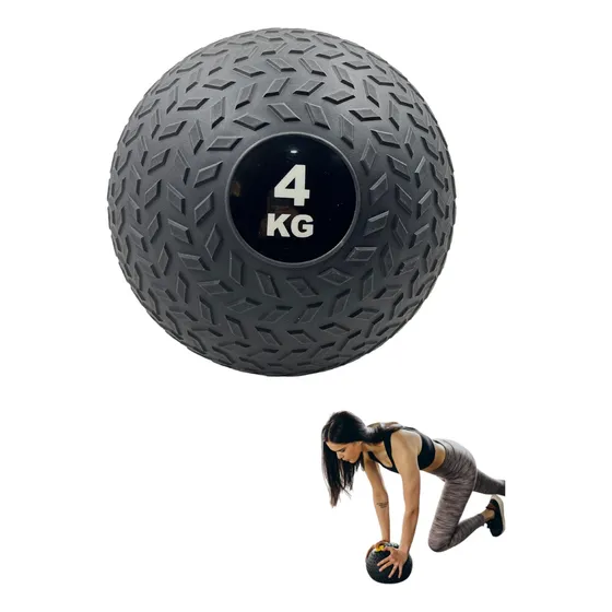 Balón Medicinal 4kg Pelota Para Entrenamiento Slam Ball Color Negro