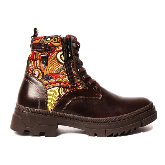 Botas De Mujer En Cuero Café Con Plataforma Marca Vincenzo