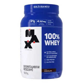 100% Whey Pote Sabor Chocolate 900g Max Titanium 100% Whey Pote Sabor Chocolate 900g Max Titanium