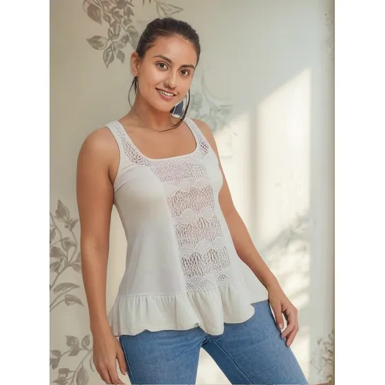 Blusa Musculosa Crochet Algodón