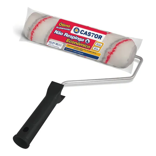 Rolo De Lã Baixa Para Parede 23cm C/ Cabo Ref 334 - Castor