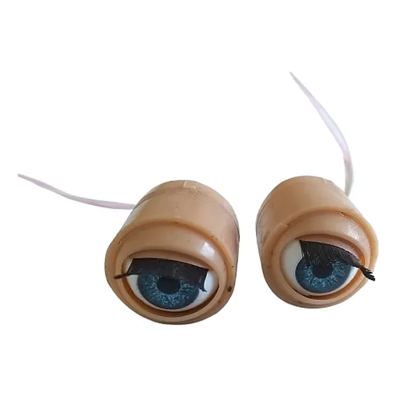 Lote X2 Ojos Muñeca Pestaña Pestañea China Con Ficha Antiguo