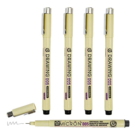 05 Caneta Técnica Nankin Sakura Pigma Micron 0,20mm Preta
