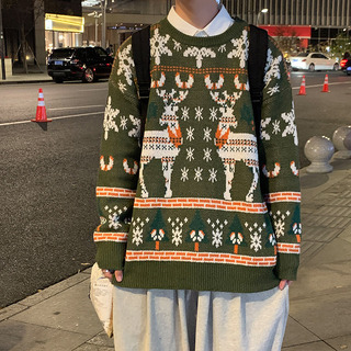 Suéter Navideño Con Estampado De Ciervos Para Pareja, Prenda Suéter Navideño Con Estampado De Ciervos Para Pareja, Prenda