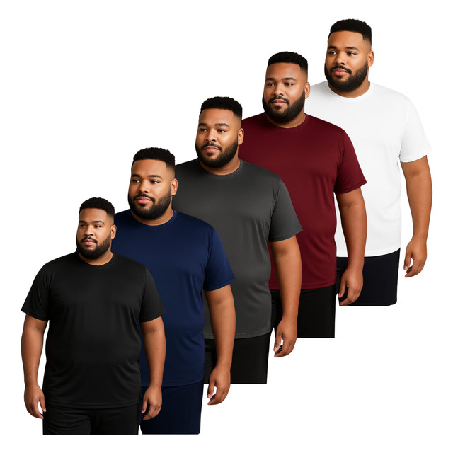 Kit 5 Camisetas Plus Size Dry Fit Poliéster Corrida Academia Kit 5 Camisetas Plus Size Dry Fit Poliéster Corrida Academia