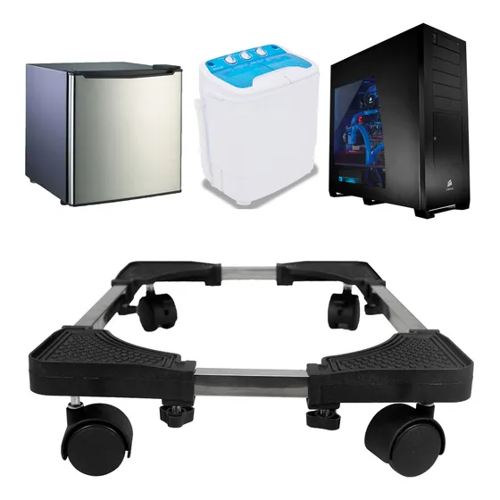 Soporte Ajustable Base Móvil Con Ruedas Giratorias Slim Company Para Mover Muebles Pequeños Con Frenos De Seguridad Color Negro