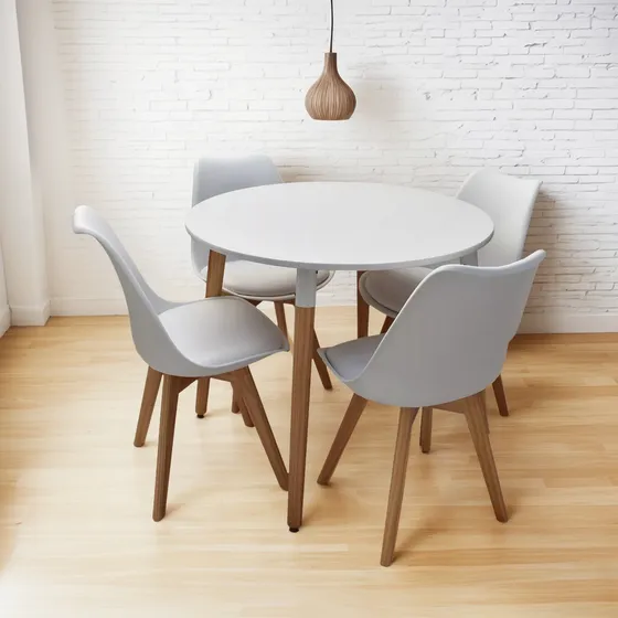 Combo Comedor Eames Mesa Redonda Y 4 Sillas Tulip