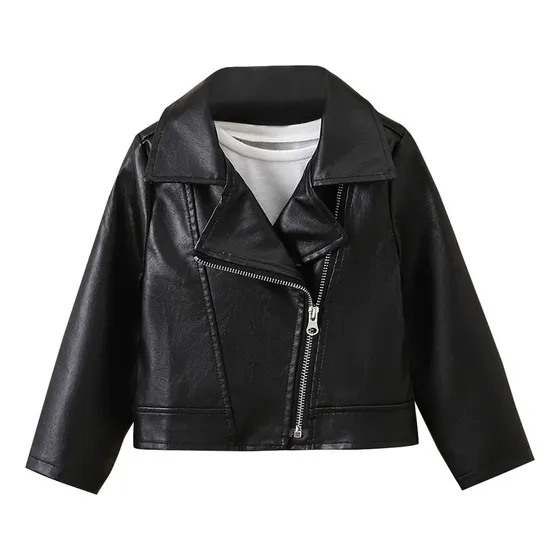 Jacket Kids Coats Top De Manga Larga De Invierno Cuero Mode