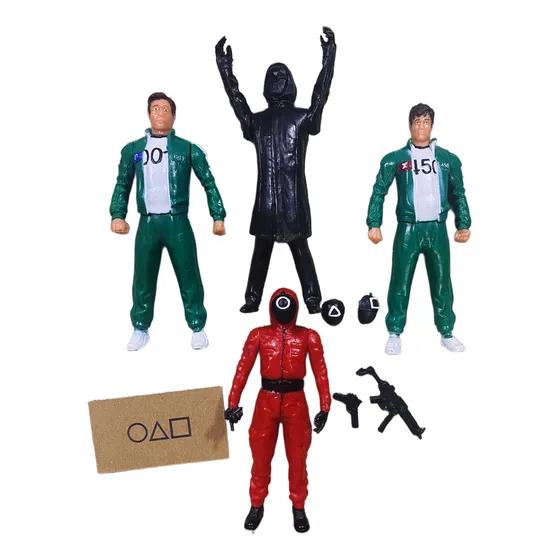 Juego Del Calamar Set 4 Pzs Lider, Seong, Hwang In-ho 16cm