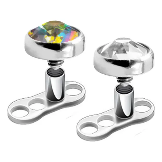 Piercing Microdermal Circular 4mm 2 Cristal Blanco Tornasol