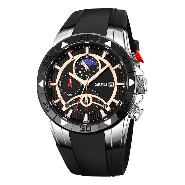 Reloj Casual Analogico Skmei 9270 Cronografo Negro - Platead