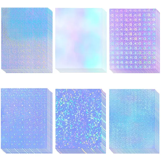 48 Hojas Laminado Frio Holografico Aurora Tornasol 21x29.7cm