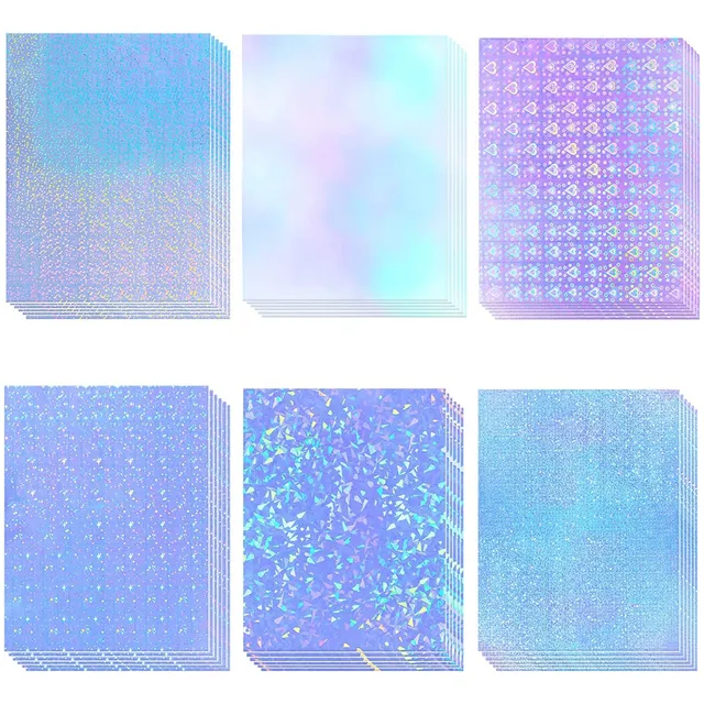 48 Hojas Laminado Frio Holografico Aurora Tornasol 21x29.7cm