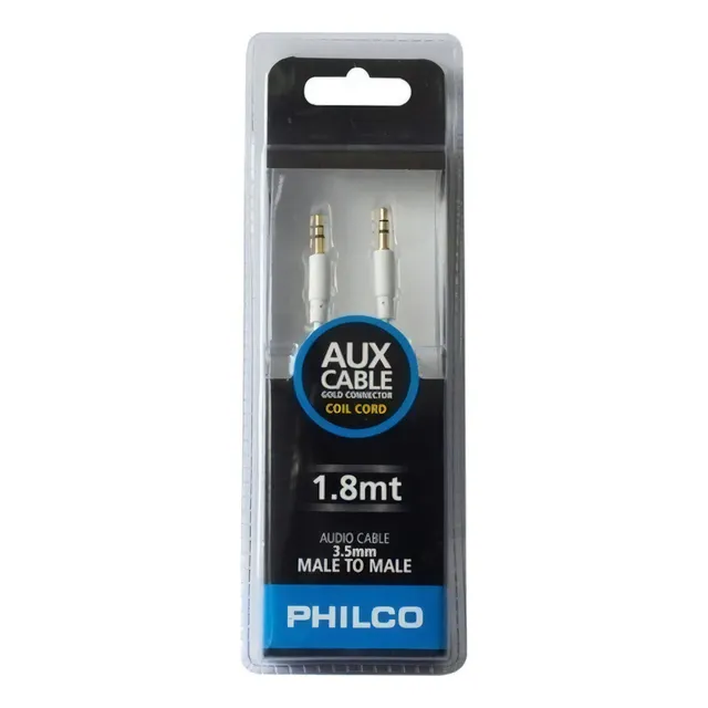 Cable Auxiliar 3.5 Mm 1.8m Blanco Philco Fj