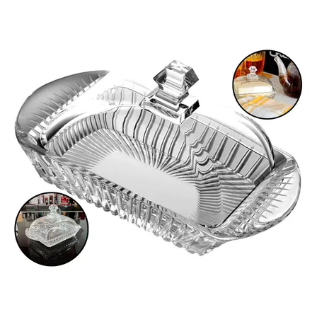 Manteigueira De Vidro Com Tampa Premium 17cm