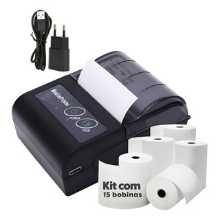 Mini Impressora Termica Portatil Bluetooth Kit C/ 15 Bobinas Mini Impressora Termica Portatil Bluetooth Kit C/ 15 Bobinas
