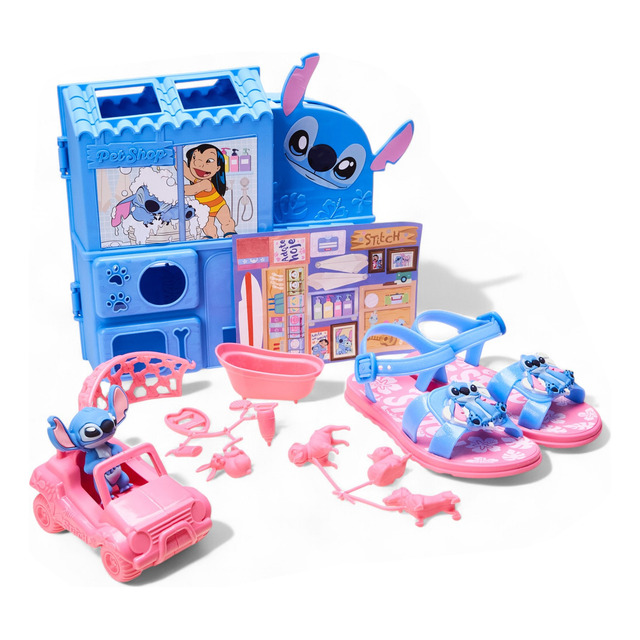 Kit Sandália Para Meninas Stitch Pet Shop Rosa Grendene Kids Kit Sandália Para Meninas Stitch Pet Shop Rosa Grendene Kids