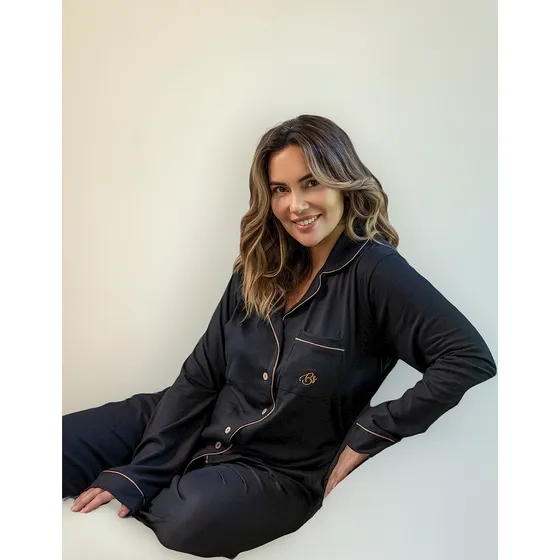 Pijama Mujer Invierno Camisero Abotonado - Bianca Secreta