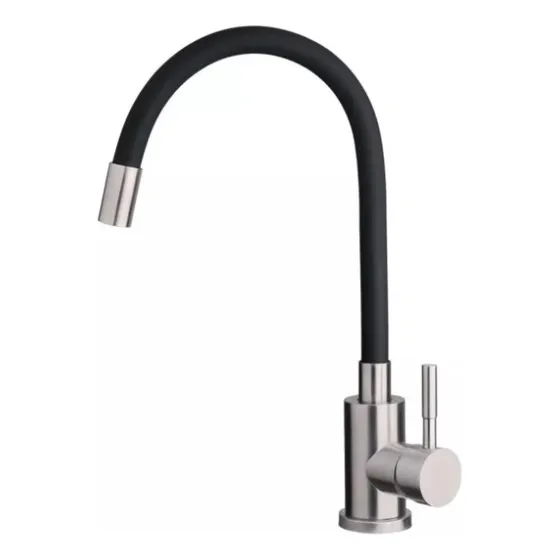 Llave Monomando Lavaplatos Flexible Negra Cromo Envio Gratis