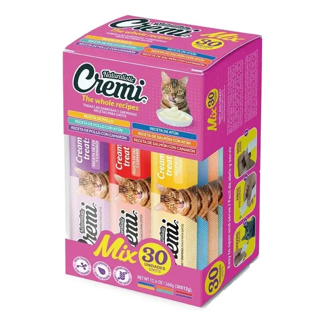 Snack Churu Cremi Gato Rosa 30 Uni.pollo/atun/salmón/camaron