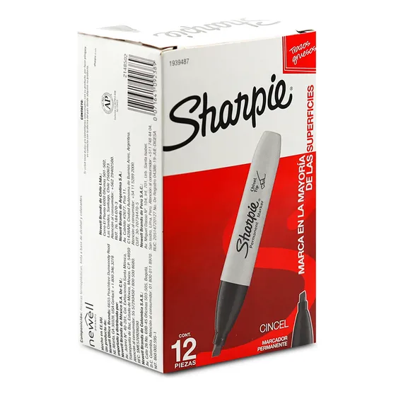 Marcadores Sharpie Punta Gruesa Cincel Chisel Negro Con 12