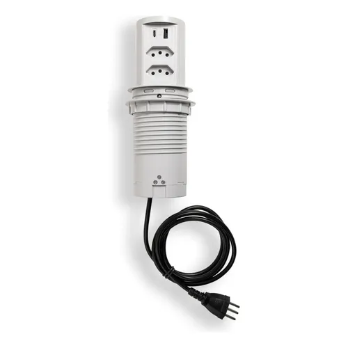 Torre de Tomada QTMOV Prime Cinza 2 Tomadas 20A USB A+C Indução
