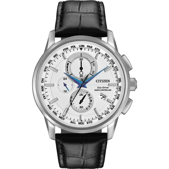 Citizen Radio Controlled Chrono At8110-02a ...... Dcmstore Color de la correa Negro Color del bisel Plateado Color del fondo Blanco