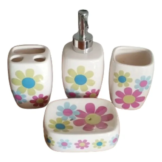Juego Set Accesorios De Baño En Ceramicas 4 Piezas 