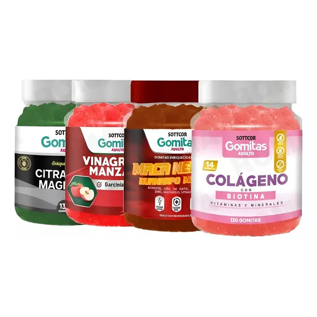 Pack 4 Gomitas Magnesio, Vinagre De Manzana, Maca, Colageno