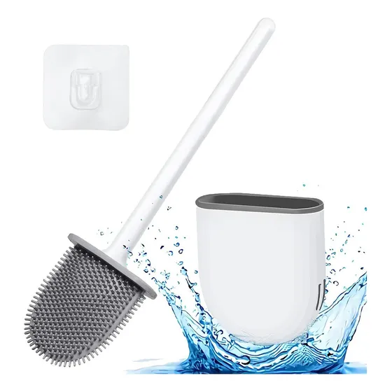 Escobilla Cepillo En Silicona Adhesivo Pared Para Inodoro