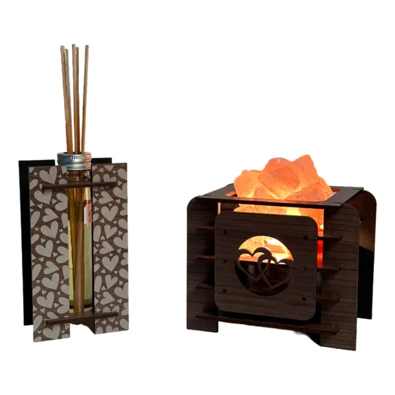 Lámpara Piedra Luz Sal Himalaya + Difusor Aromático - Placas