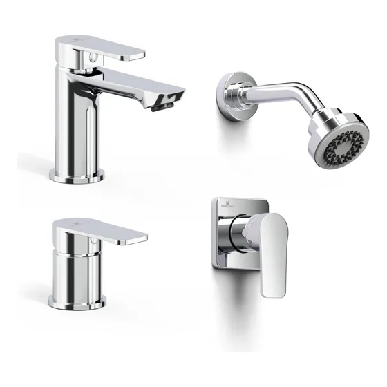 Kit Griferías Bidet S/t Ducha S/t + Lavatorio Hidromet Small Color Cromo