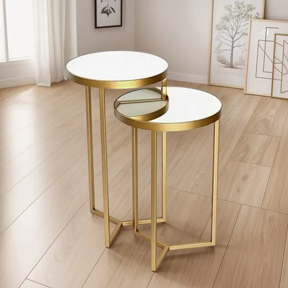 Mesa Lateral - Conjunto Com 2 - Tampo Espelho