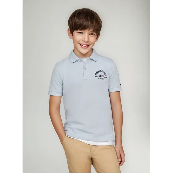 Polo De Niño Logo Flag Regular Fit Celeste Tommy Hilfiger