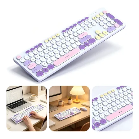 Teclado Silencioso Inalámbrico Gamer Retro 103 Keys 2.4g