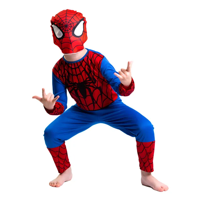 Disfraz Traje De Spiderman Hombre Araña Para Niños Poliester