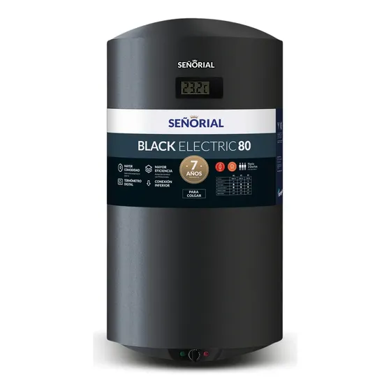 Termotanque Eléctrico Señorial Black 80L Negro Protección Anticorrosiva