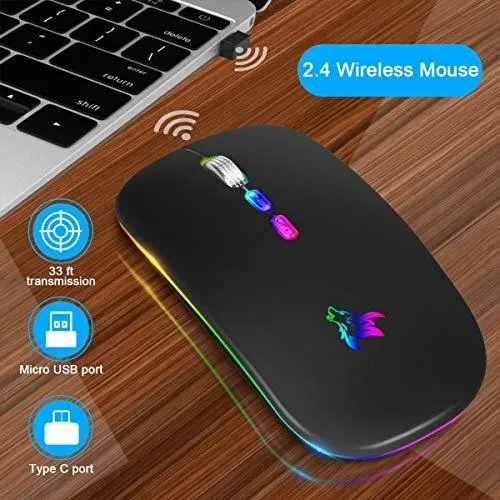Raton Inalambrico Led Bluetooth Silencioso Recargable Usb