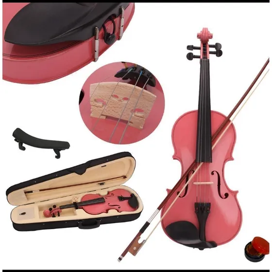 Violín 4/4 Color Rosado Con Accesorios Marca Sky