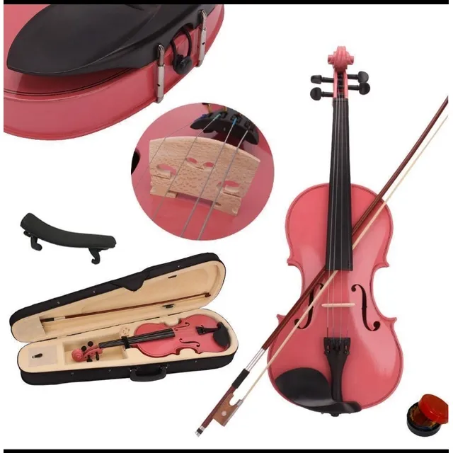 Violín 4/4 Color Rosado Con Accesorios Marca Sky