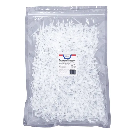 Puntas Universales Para Micropipetas 0.5-10ul Blancas 1000pz