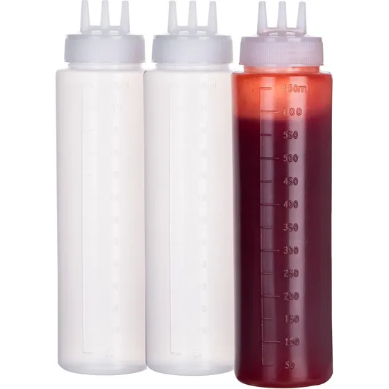 3 Botellas Dispensadores Para Aderezos Salsa Mayonesa 650ml