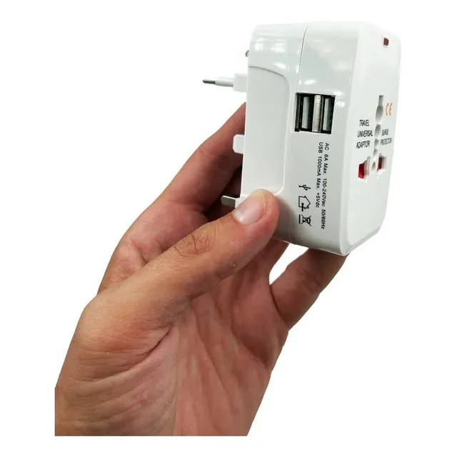Adaptador Enchufe Universal Viaje Usb Carga Celular Europa