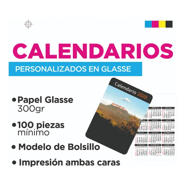 Calendario De Bolsillo Personalizados, Impresión Ambas Caras