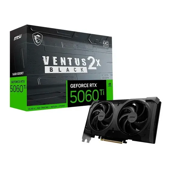 Placa De Video MSI GeForce RTX 5060 Ti Ventus 2X OC Black Plus 16gb