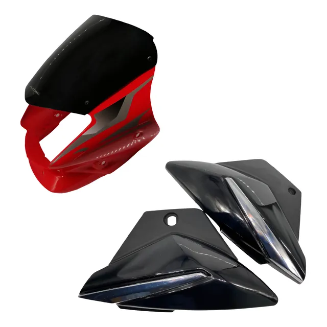 Kit Carenaje Visor Y Calcas + Tapas Laterales Platino 100