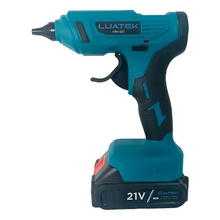 Pistola Cola Quente Profissional 21v 2 Bateria Bivolt Bastão Azul 127/220v