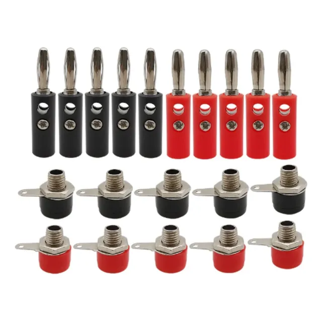 Conector Borne Femea + Pino Banana Macho 4mm Kit 5pares