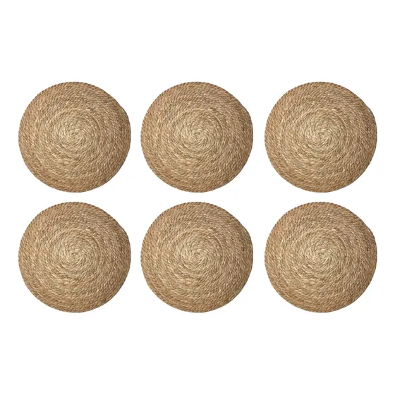 Pack 6 Individuales De Mimbre Redondo Tejido 38 Cms Full